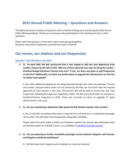 2015 Annual Public Meeting – Questions and Answers