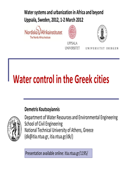 Water Control in the Greek Cities
