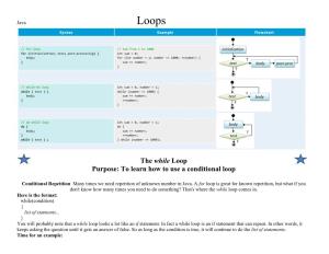 The While Loop Purpose: to Learn How to Use a Conditional Loop