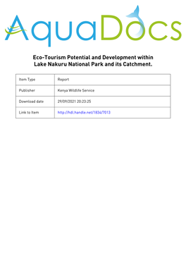 Eco-Tourism Potential and Development Within Lake Nakuru National Park and Its Catchment