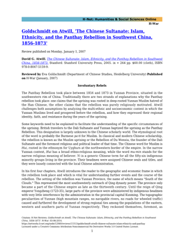 The Chinese Sultanate: Islam, Ethnicity, and the Panthay Rebellion in Southwest China, 1856-1873'