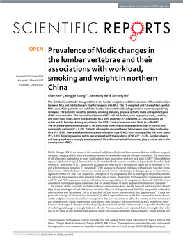 Prevalence of Modic Changes in the Lumbar Vertebrae and Their