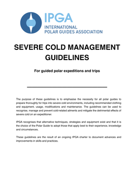 IPGA Severe Cold Management Guidelines VER250321 2 INTRODUCTION