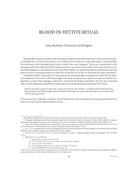 Blood in Hittite Ritual