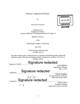 Signature Redacted Steven Holcomb Department of History May 15, 2016
