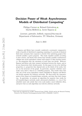 Decision Power of Weak Asynchronous Models of Distributed Computing∗