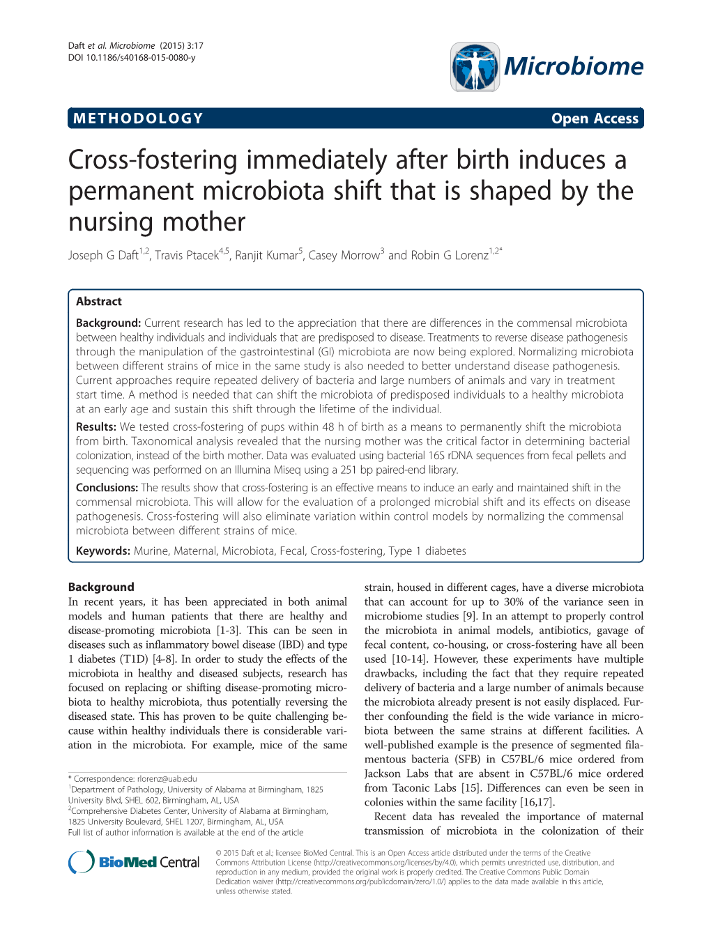 Cross-Fostering Immediately After Birth Induces a Permanent Microbiota