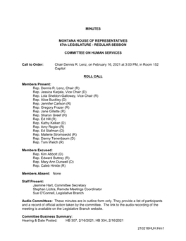 REGULAR SESSION COMMITTEE on HUMAN SERVICES Call to Order