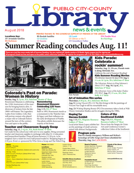 Summer Reading Concludes Aug. 11! There Are a Just Few More Weeks Left of Summer Reading