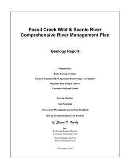 Fossil Creek Wild and Scenic River Comprehensive River Management Plan: Geology Report