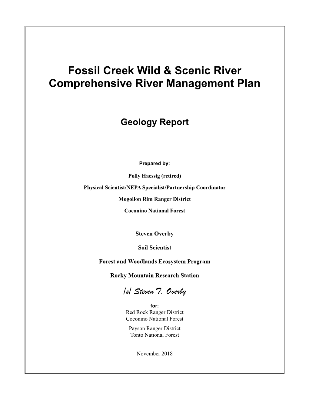 Fossil Creek Wild And Scenic River Comprehensive River Management Plan Geology Report Docslib 7088