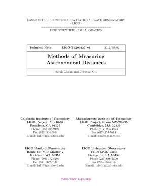 Methods of Measuring Astronomical Distances