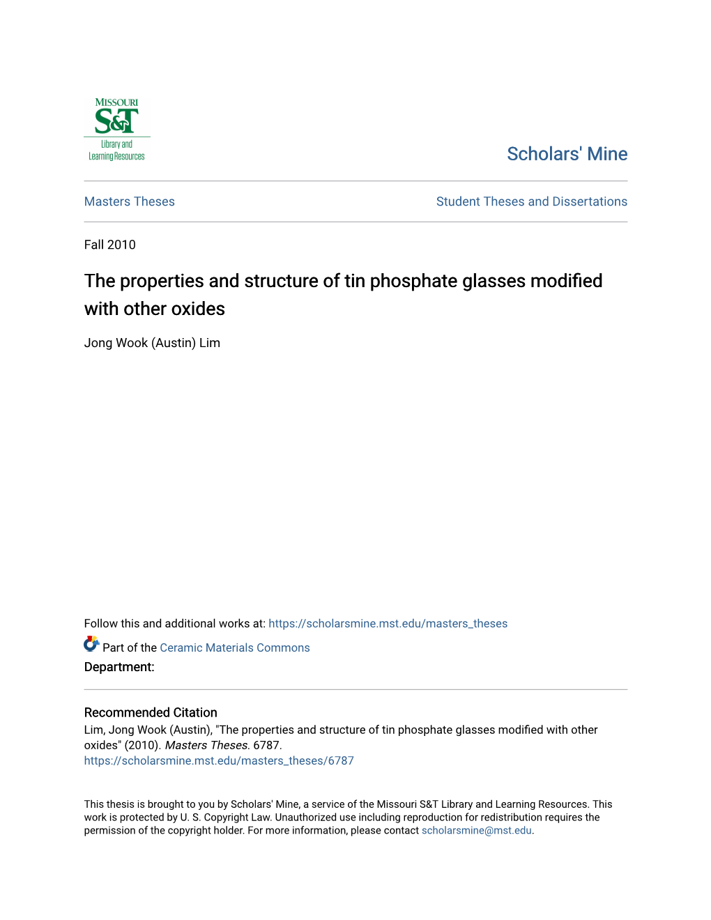 The Properties and Structure of Tin Phosphate Glasses Modified with Other Oxides