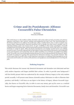 Crime and Its Punishment: Alfonso Ceccarelli's False Chronicles