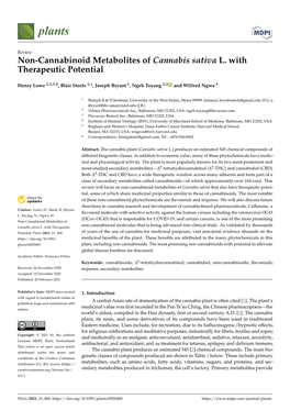 Non-Cannabinoid Metabolites of Cannabis Sativa L. with Therapeutic Potential