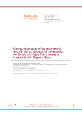 Comparative Study of the Mechanical and Vibratory Properties of a Composite Reinforced with Fique Fibers Versus a Composite with E-Glass Fibers