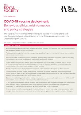 COVID-19 Vaccine Deployment: Behaviour, Ethics, Misinformation
