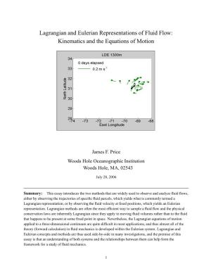 Lagrangian and Eulerian Representations of Fluid Flow: Kinematics and the Equations of Motion