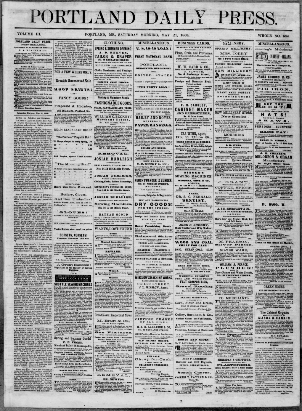 Portland Daily Press: May 21,1864
