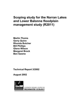 Scoping Study for the Narran Lakes and Lower Balonne Floodplain Management Study (R2011)