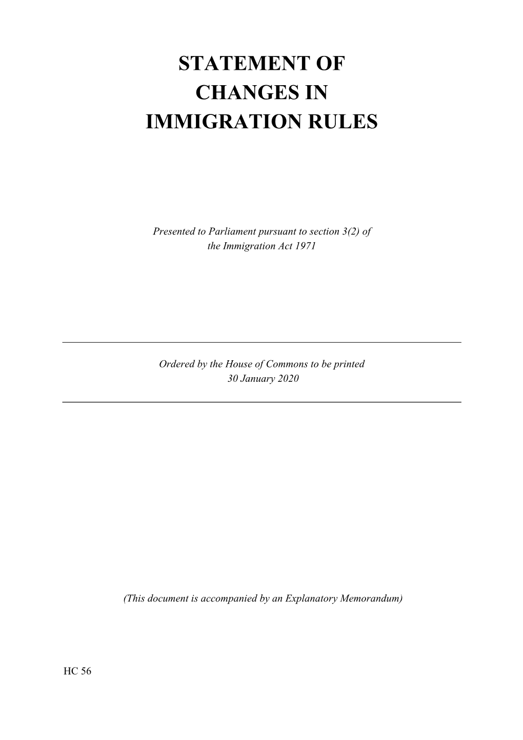 Statement of Changes in Immigration Rules