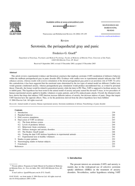 Serotonin, the Periaqueductal Gray and Panic