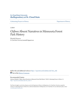 Ojibwe Absent Narratives in Minnesota Forest Park History Elizabeth Steinson St
