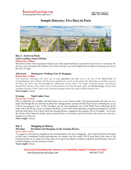 Sample Itinerary: Five Days in Paris