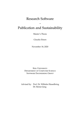 Research Software - Publication and Sustainability