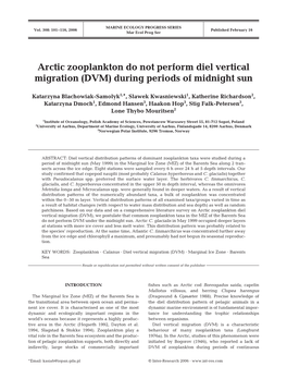 Arctic Zooplankton Do Not Perform Diel Vertical Migration (DVM) During Periods of Midnight Sun