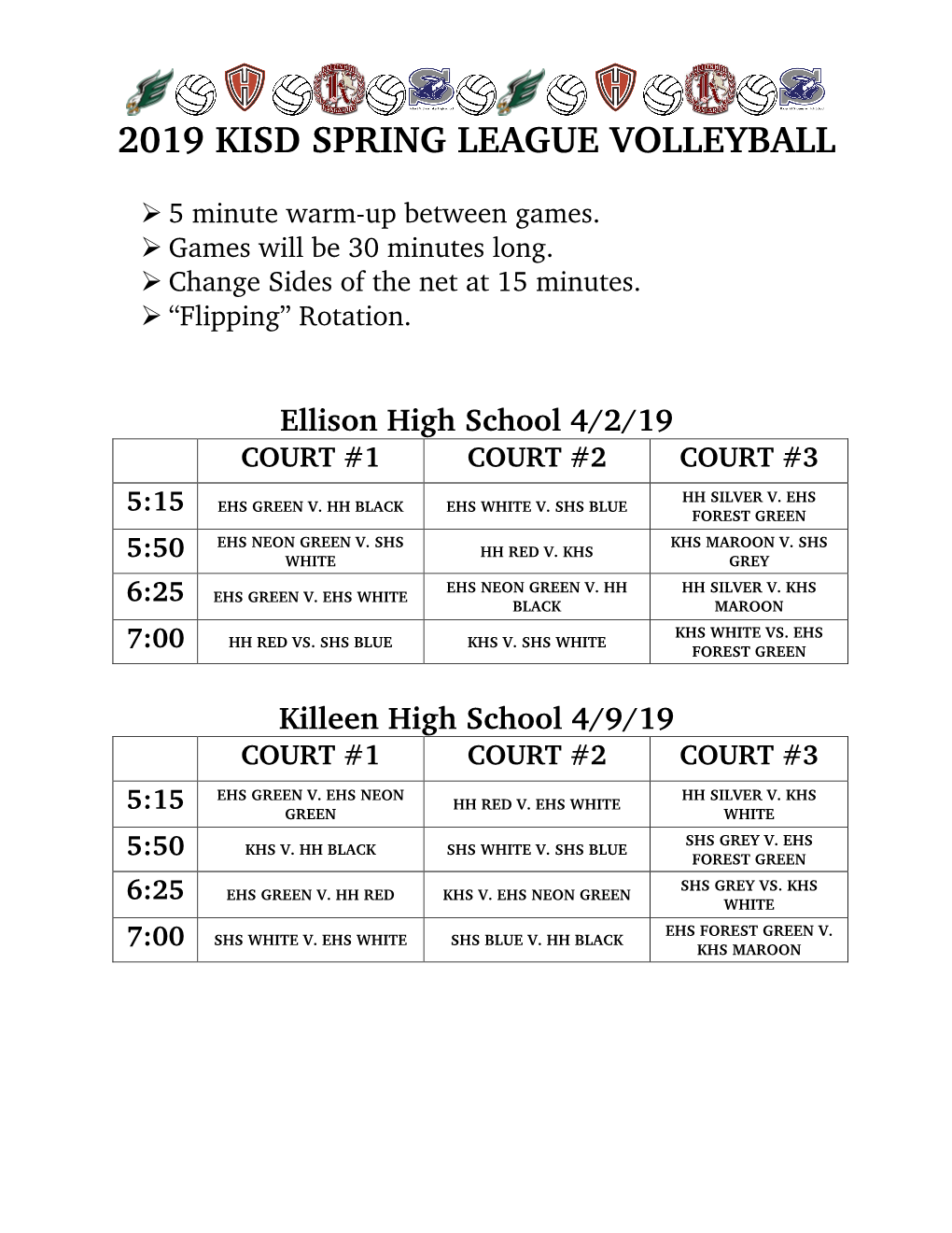 2019 Kisd Spring League Volleyball