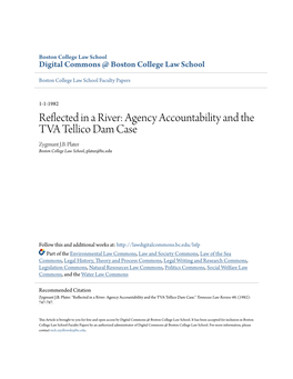 Agency Accountability and the TVA Tellico Dam Case Zygmunt J.B