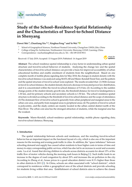 Study of the School–Residence Spatial Relationship and the Characteristics of Travel-To-School Distance in Shenyang