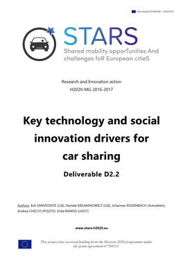 D2.2 Key Technology and Social Innovation Drivers for Car Sharing