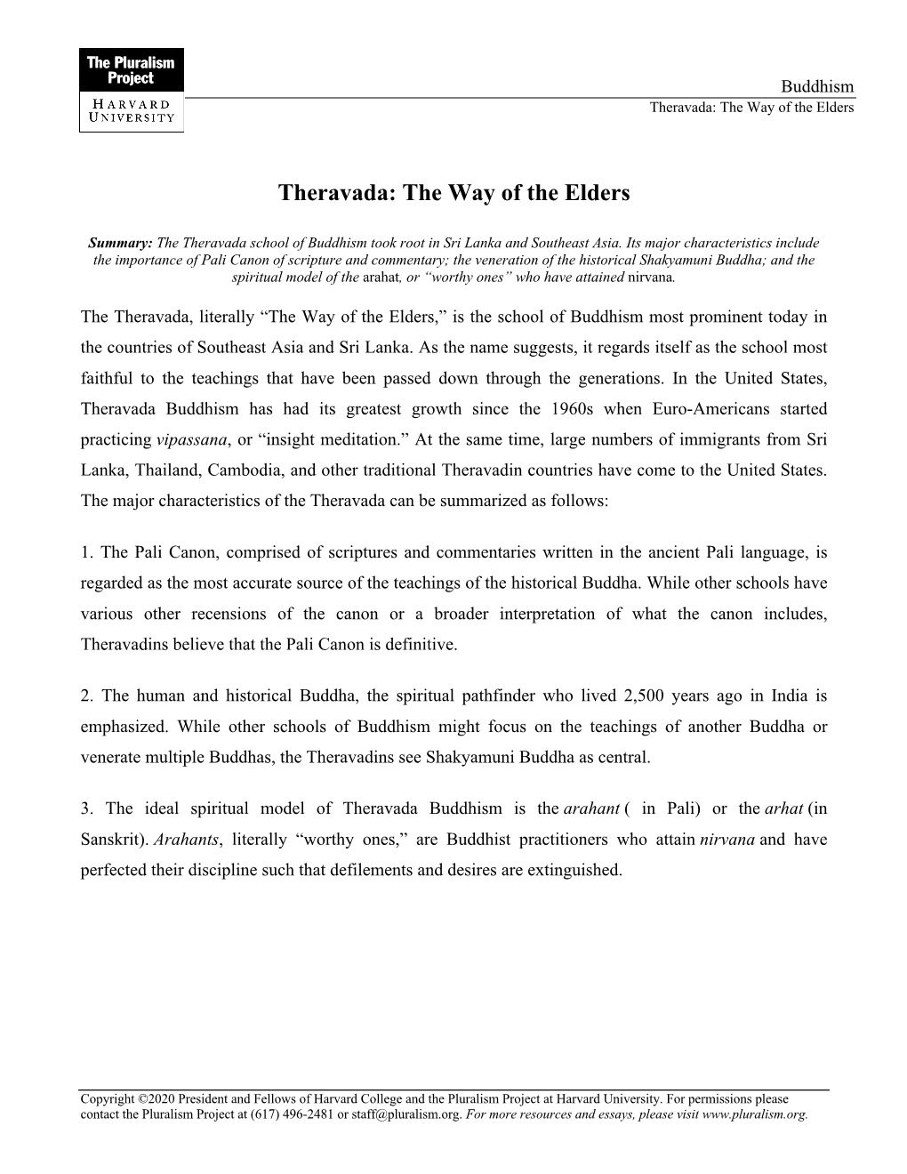 Theravada: the Way of the Elders