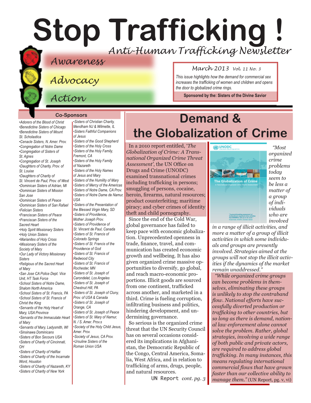 Stop Trafficking ! Anti-Human Trafficking Newsletter Awareness March 2013 Vol