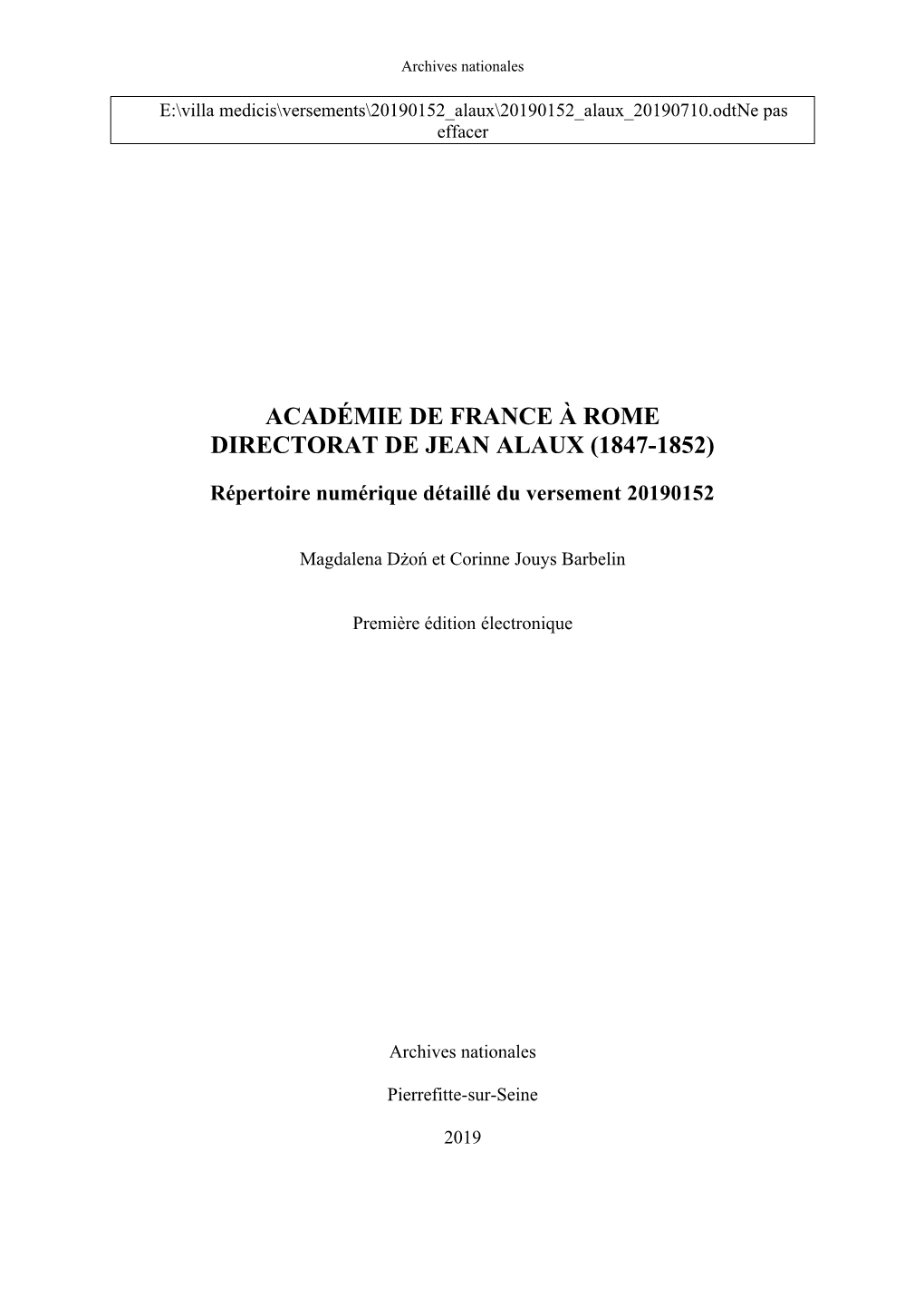 Académie De France À Rome Directorat De Jean Alaux (1847-1852)