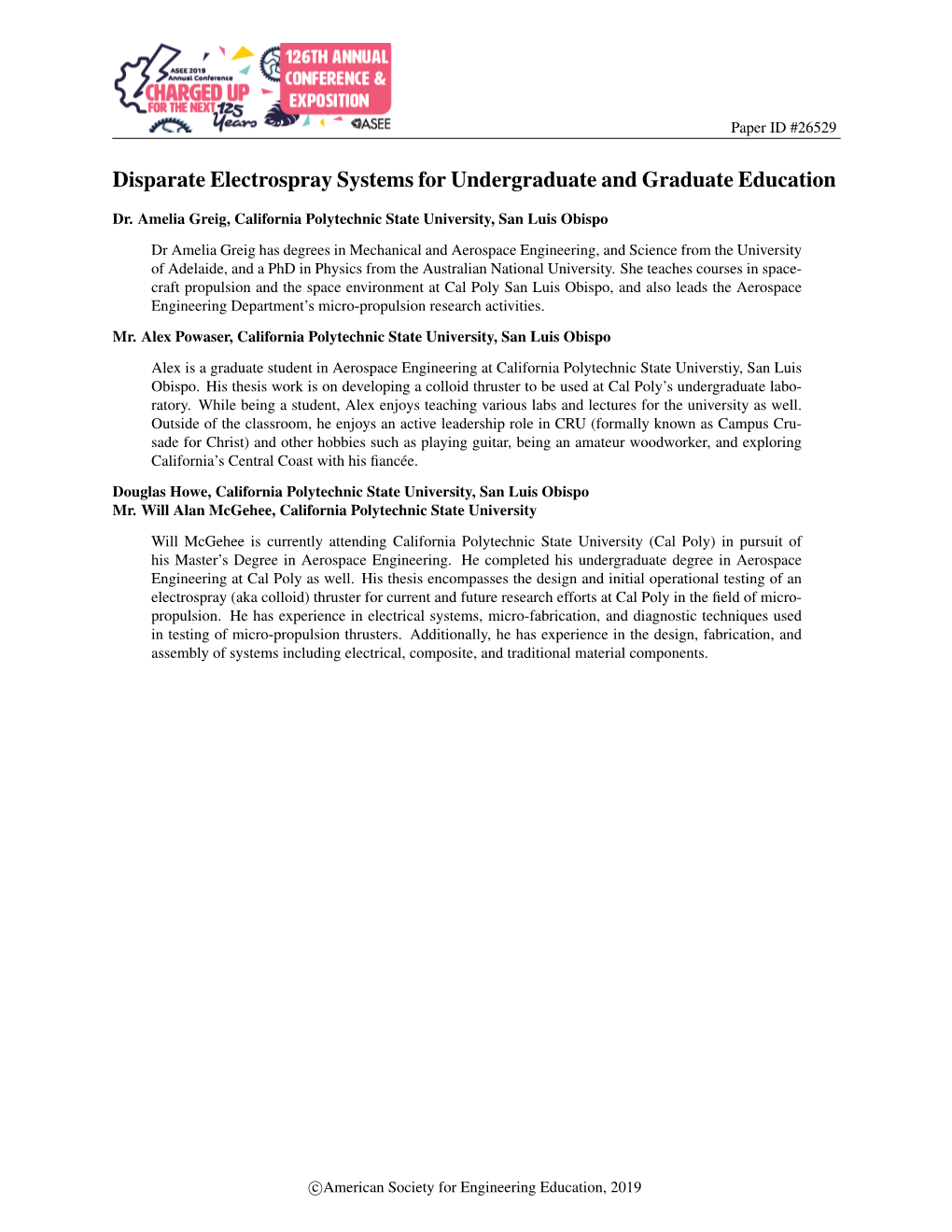 Disparate Electrospray Systems for Undergraduate and Graduate Education