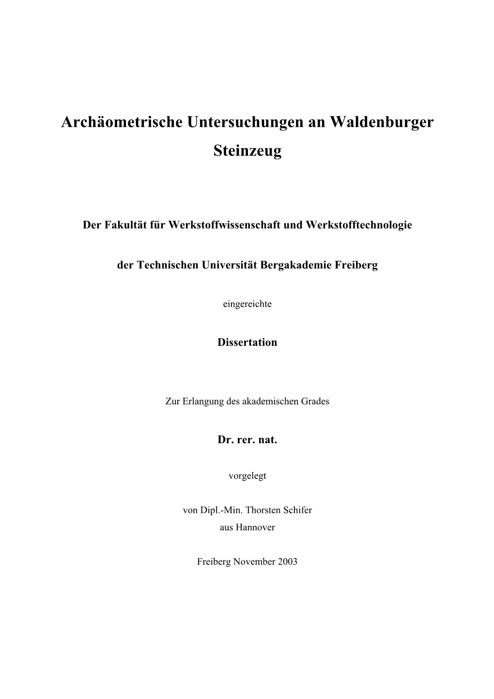 Archäometrische Untersuchungen an Waldenburger Steinzeug