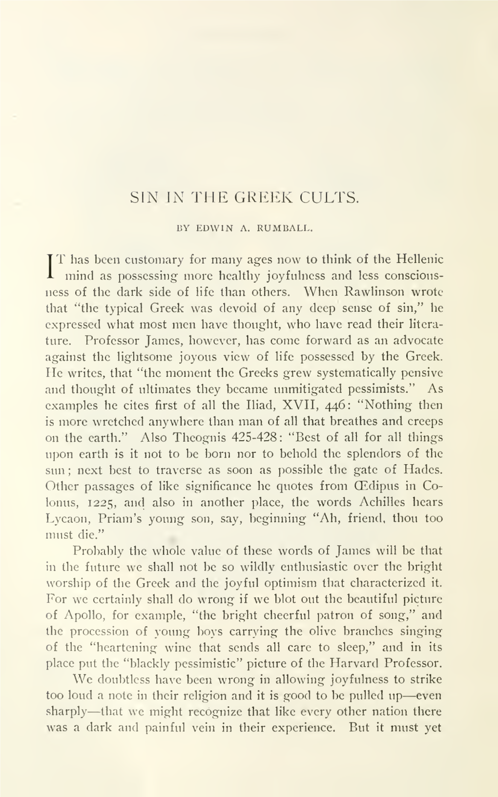 Sin in the Greek Cults