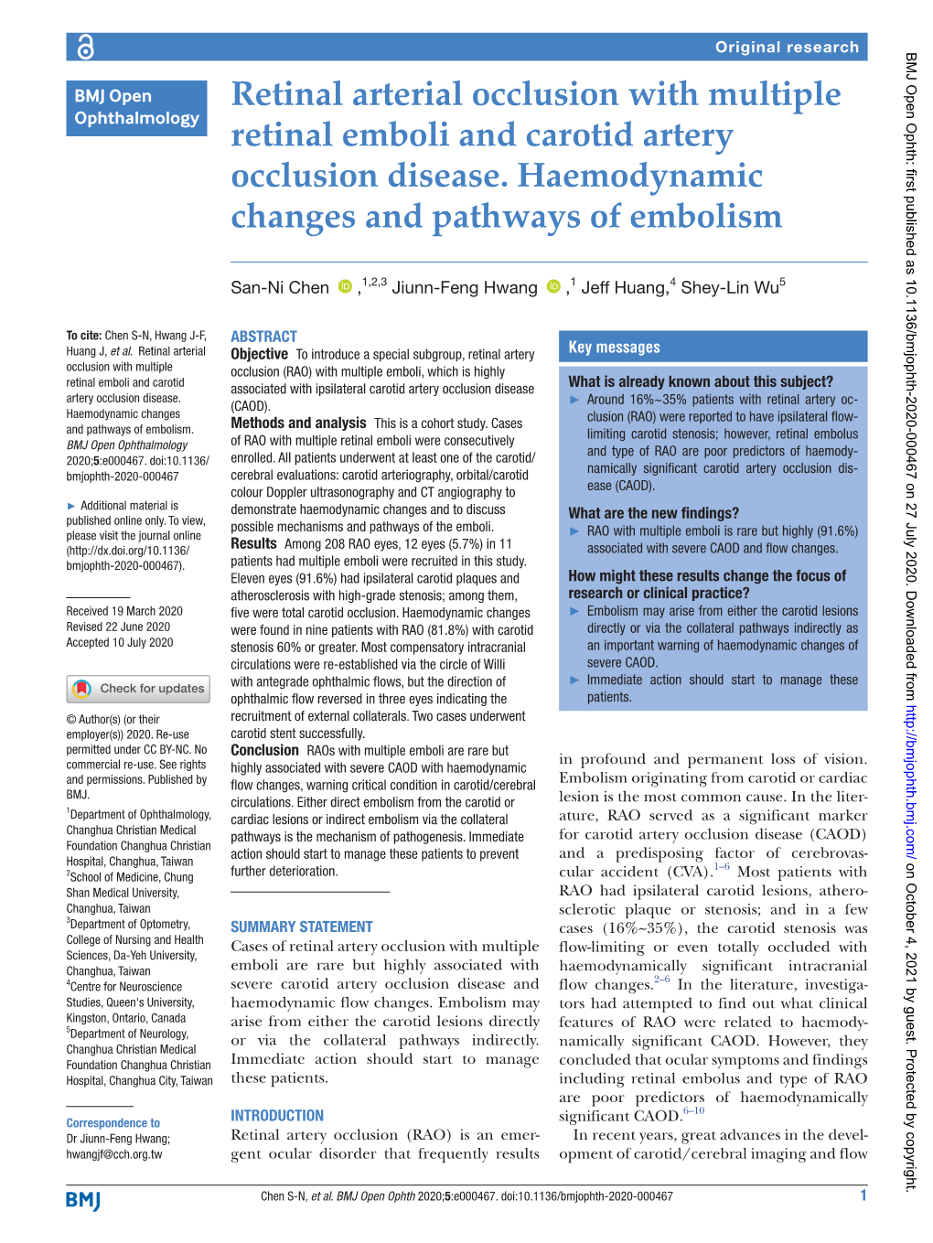 Retinal Arterial Occlusion with Multiple Retinal Emboli and Carotid Artery Occlusion Disease