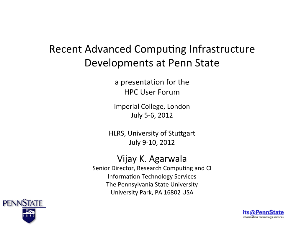 Recent Advanced Compuvng Infrastructure Developments At