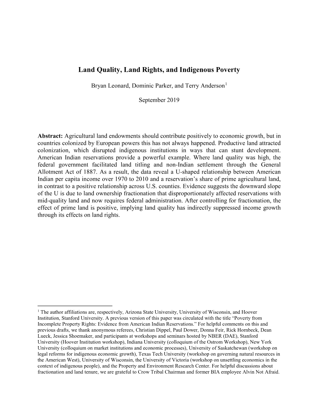 Land Quality, Land Rights, and Indigenous Poverty