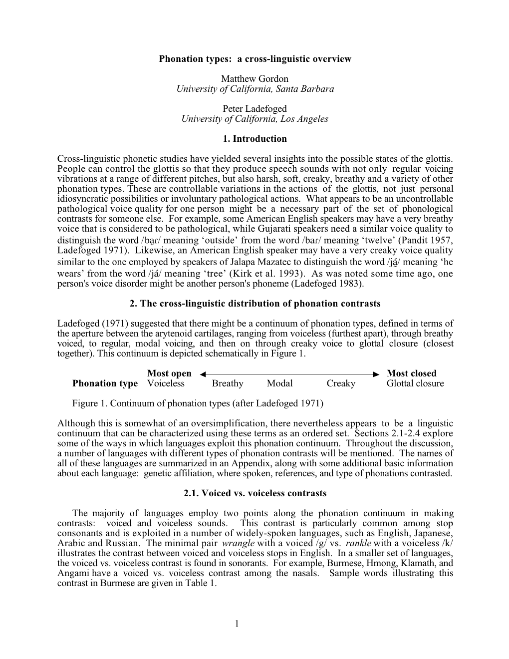 Continuum of Phonation Types