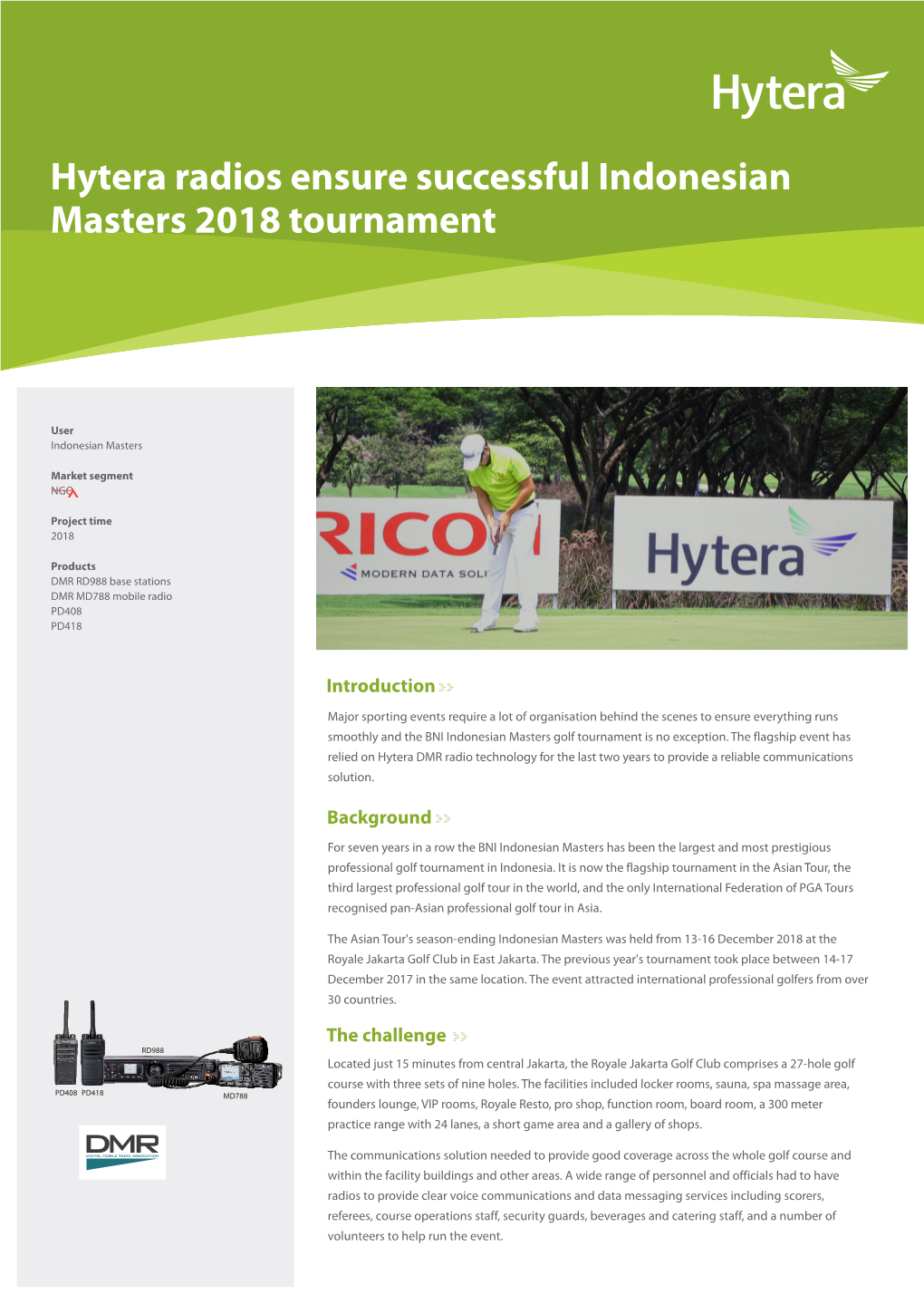 Other Sectors Hytera Radios Ensure Successful Indonesian Masters 2018 Tournament Download