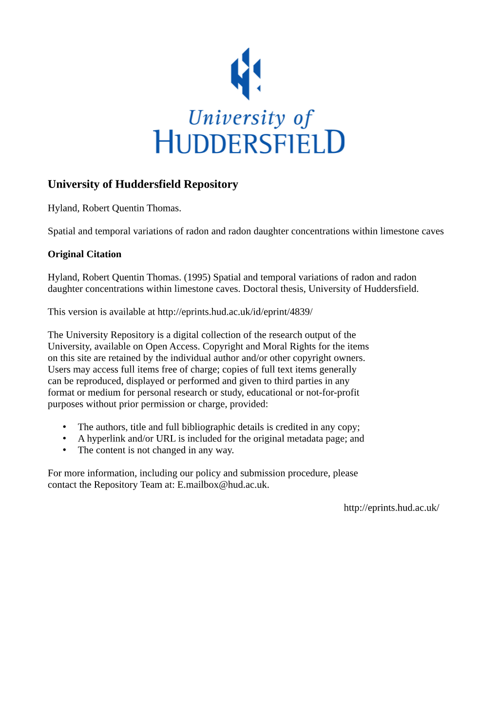 University of Huddersfield Repository