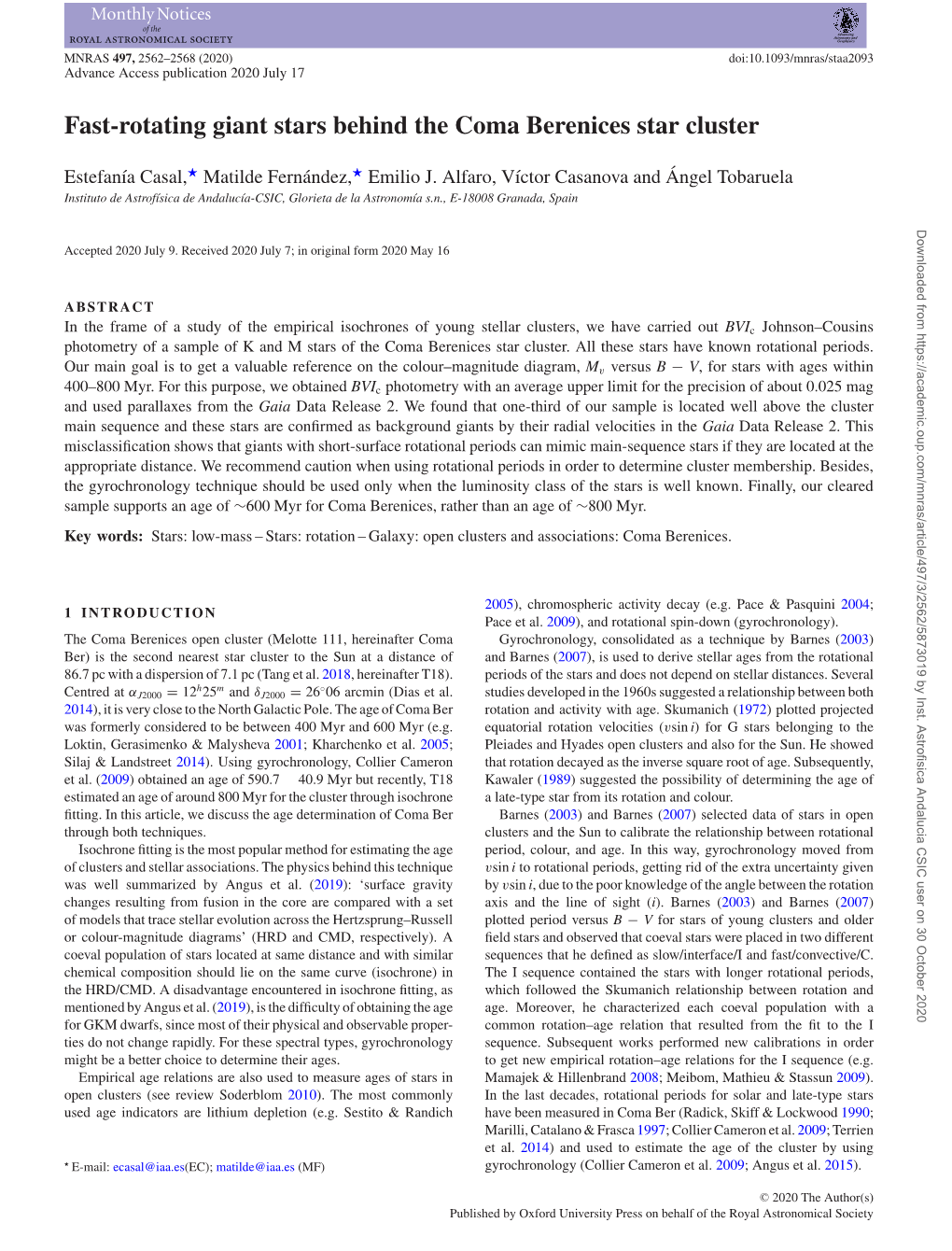 Fast-Rotating Giant Stars Behind the Coma Berenices Star Cluster