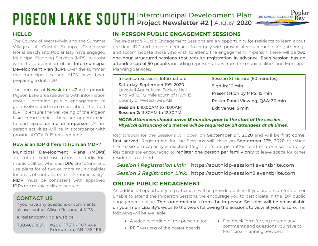 Pigeon Lake Southintermunicipal Development Plan