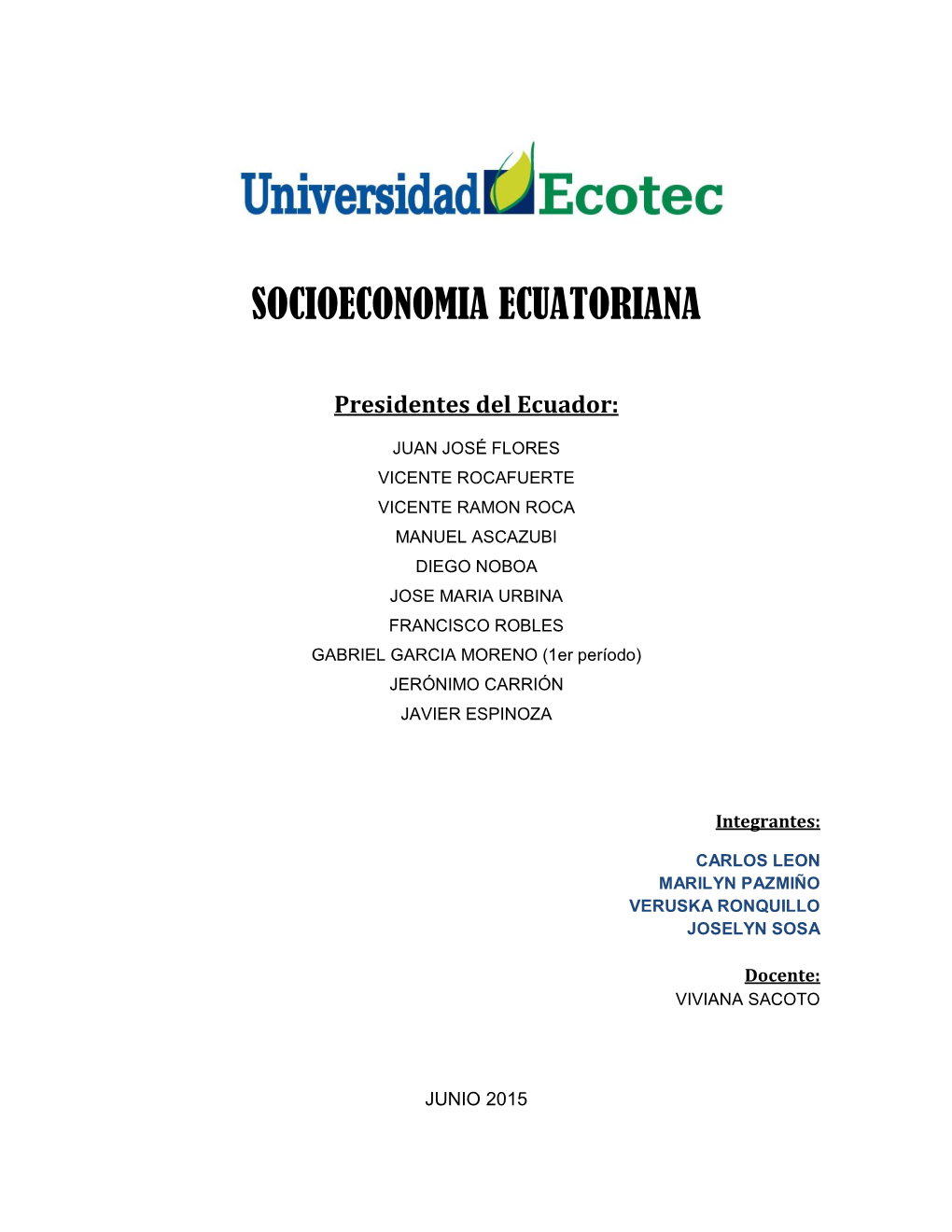 Socioeconomia Ecuatoriana