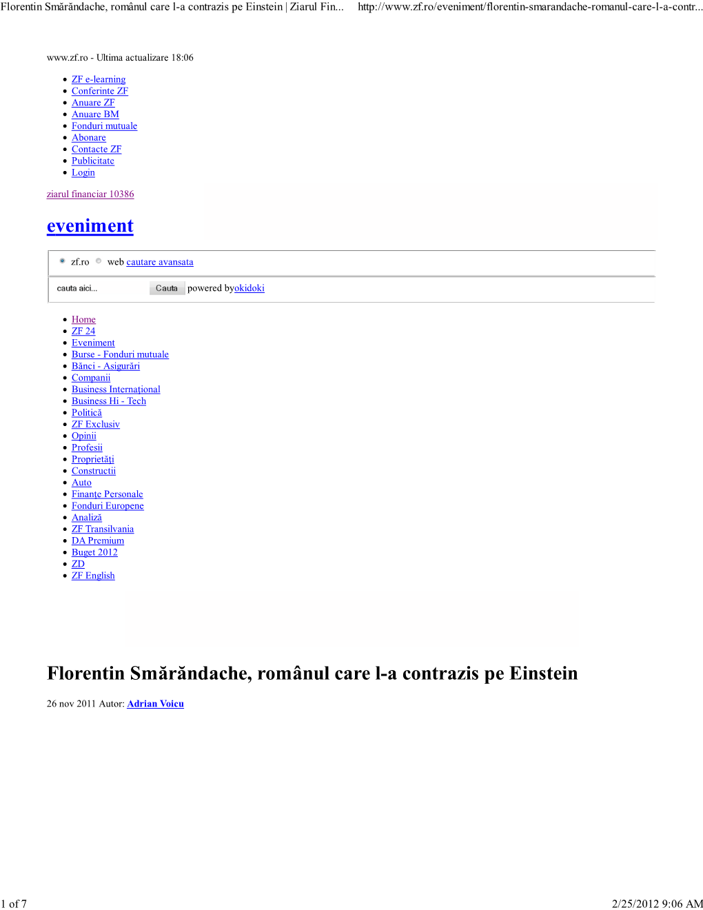 Florentin Smarandache, Românul Care L-A Contrazis Pe Einstein | Ziarul